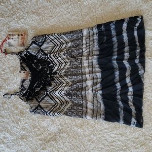 Da-Nang Surplus 100% Silk Tank Top Black Cream NWT XS